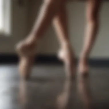 Dancers practicing in a studio with attention to their footwear