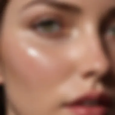 A close-up view of dark spot lightening cream on a smooth skin surface