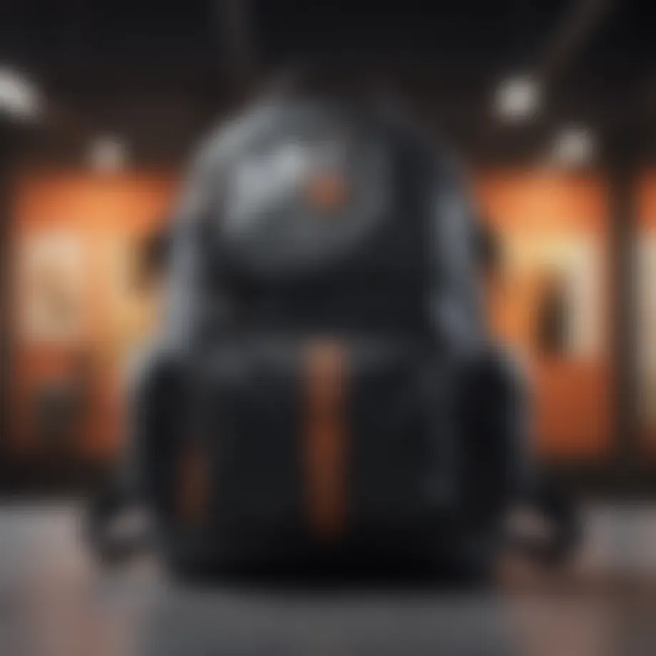 Stylish designer gym backpack displayed against a modern backdrop