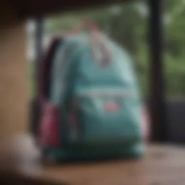 Accessorizing Active Lifestyles A fashionable gym backpack being worn in a casual outdoor setting