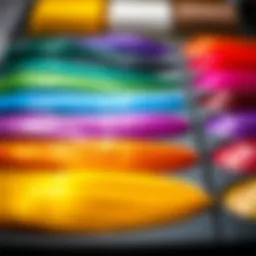 A palette of hair dye colors showcasing various shades