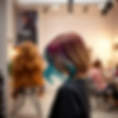 Trending Hair Dye Colors in Salon Trendy hair dye colors displayed in a stylish salon environment