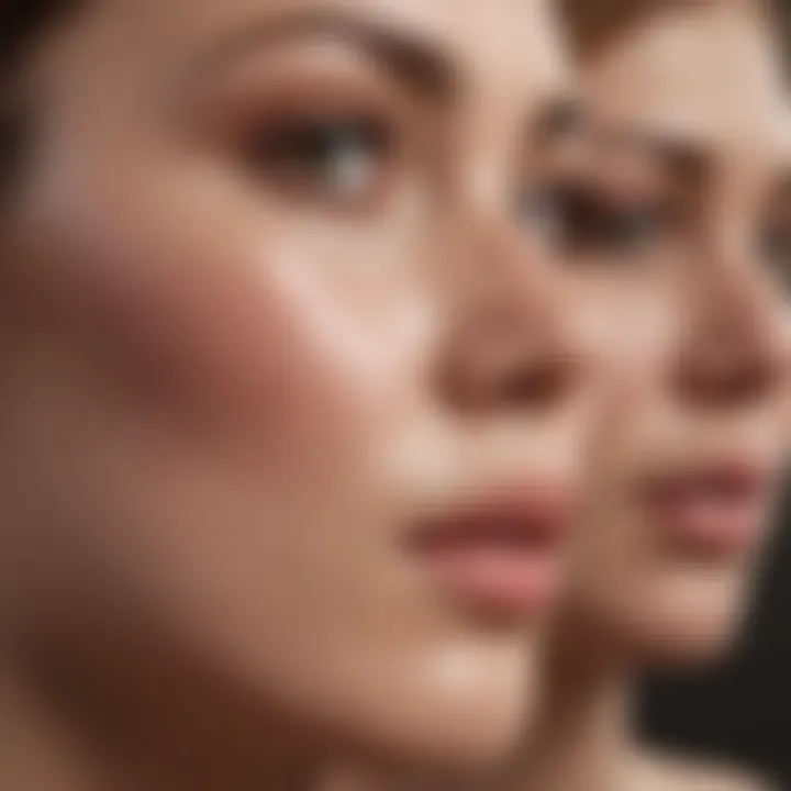 Visualization of different skin types reacting to firming creams