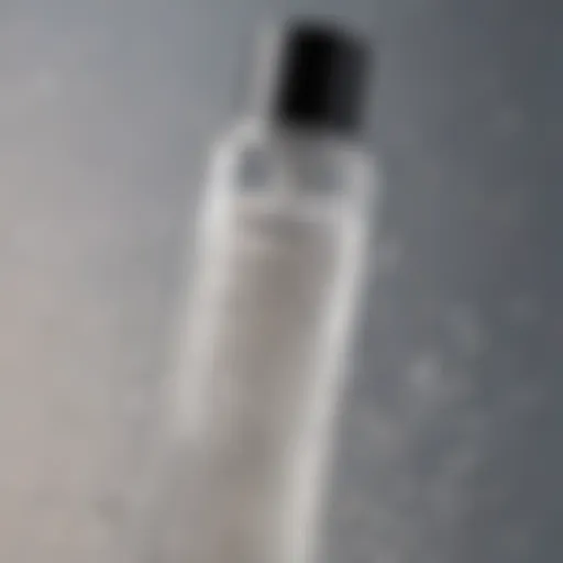 A close-up of a foaming cleanser in a glass bottle, highlighting its texture and bubbles.