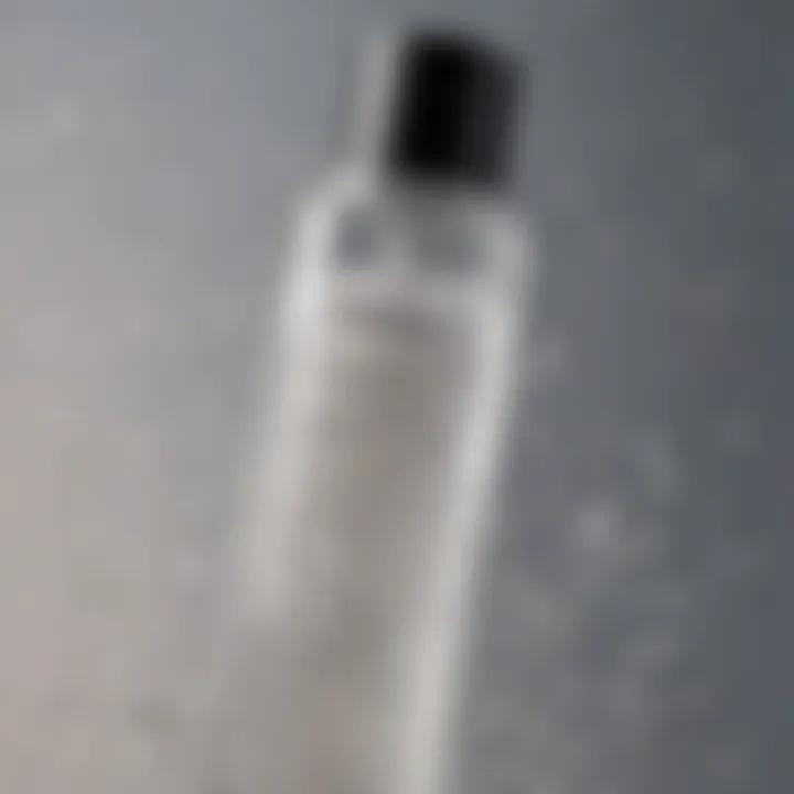 A close-up of a foaming cleanser in a glass bottle, highlighting its texture and bubbles.