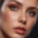 A close-up of a model demonstrating color correction techniques on dark circles.
