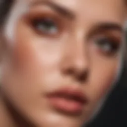A close-up of a model demonstrating color correction techniques on dark circles.