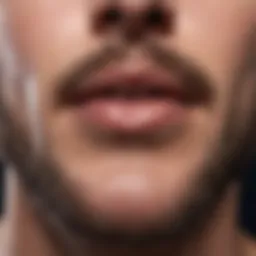 Close-up view of ingrown facial hair on skin