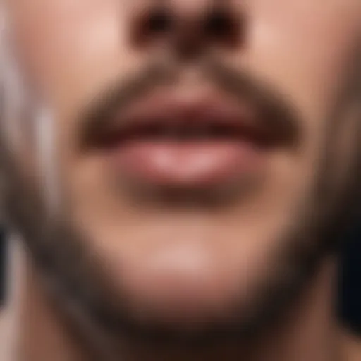 Close-up view of ingrown facial hair on skin