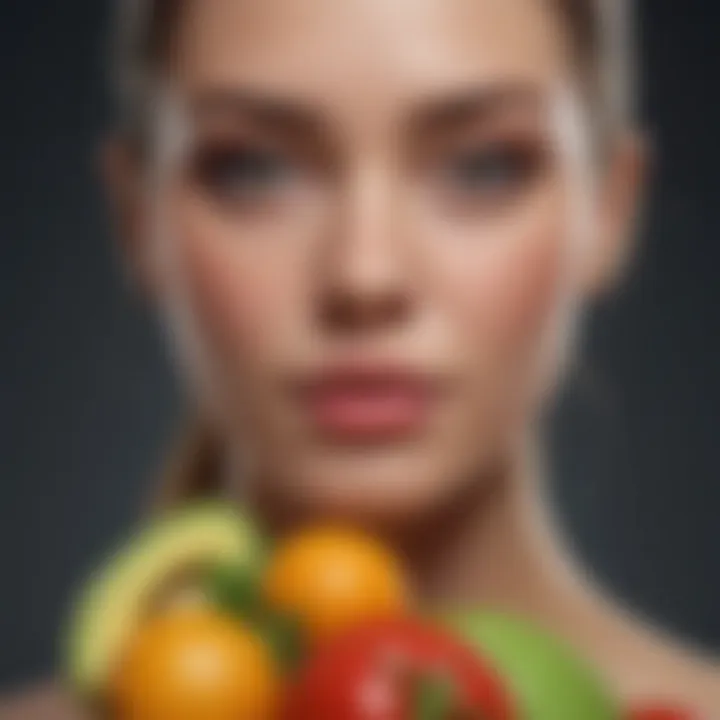 Fresh fruits and vegetables illustrating dietary considerations for skin health.