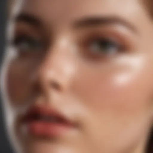 Close-up view of glowing skin with even tone