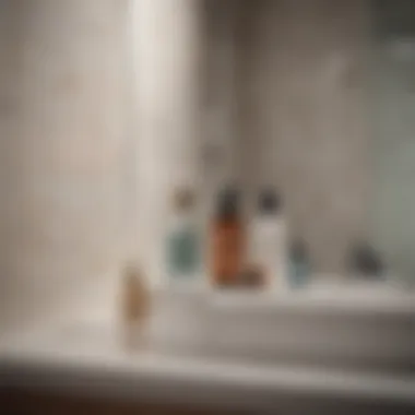 A serene bathroom setting featuring essential shaving products