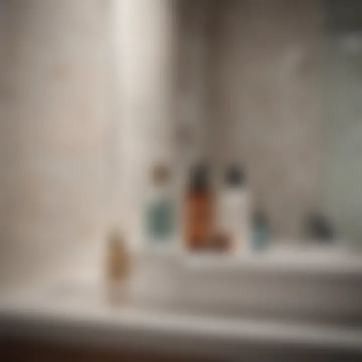 A serene bathroom setting featuring essential shaving products