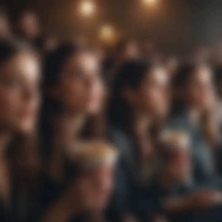 A group of friends watching a horror movie together