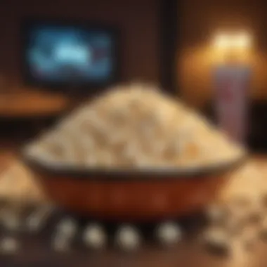 Snack and Scare A bowl of popcorn with a horror movie playing in the background