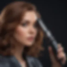 A luxurious curling iron with a sleek design, showcasing its features.