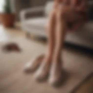 Trendy slip-on footwear beside a stylish coffee table