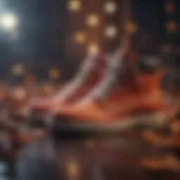 A vibrant display of diverse footwear promoting seasonal trends.