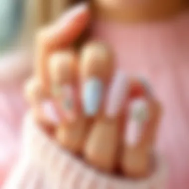 Pastel colored nails with unique embellishments