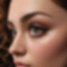 Close-up view of beautifully curled eyelashes showcasing natural elegance