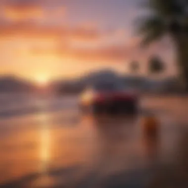 A Serene Sunset Over a Budget Destination Scenic view of a budget-friendly travel destination during sunset