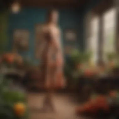 Seasonal Presentation of the Anthropologie Dress A styled presentation of the Anthropologie flower dress in a seasonal setting