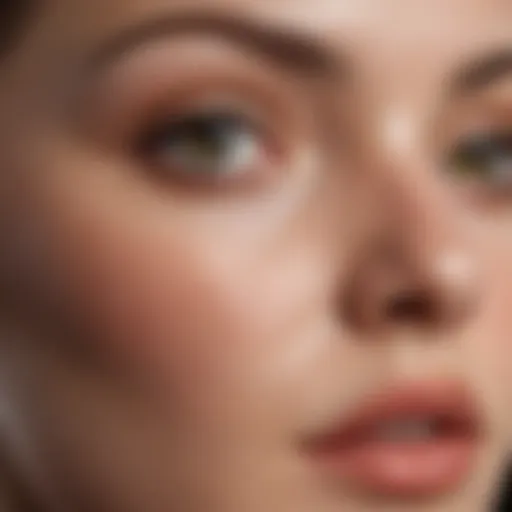 Close-up of smooth skin texture after using serum