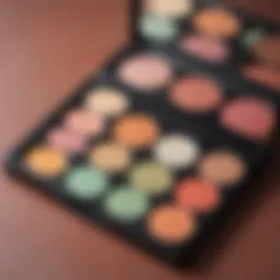 Close-up of a makeup palette with color correctors