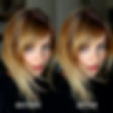 Before and after comparison of dirty blonde hair with semi-permanent dye