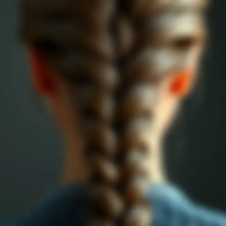 Close-up of a unique braid technique