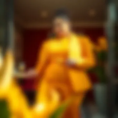 Chic Bold Styles in Plus Size Fashion A stylish plus size model showcasing a bright and bold outfit in a chic setting.