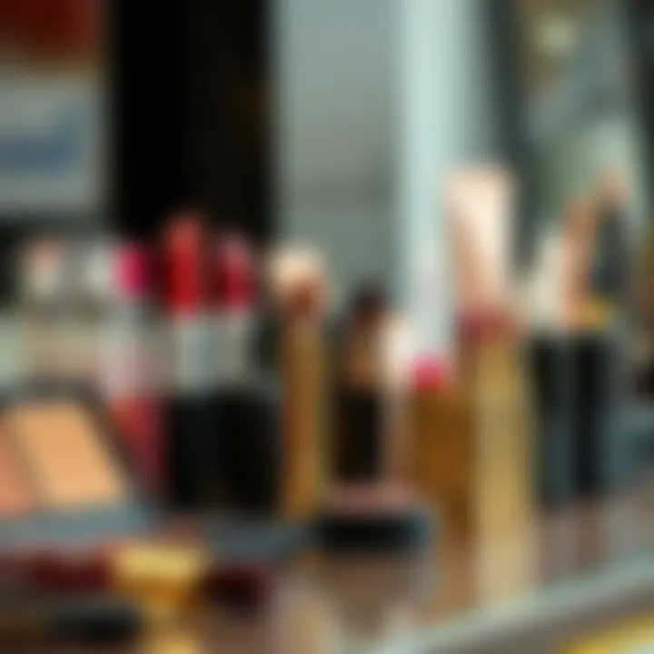 Display of affordable makeup brands alongside luxury counterparts
