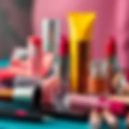 Selection of budget-friendly cosmetics showcasing vibrant colors