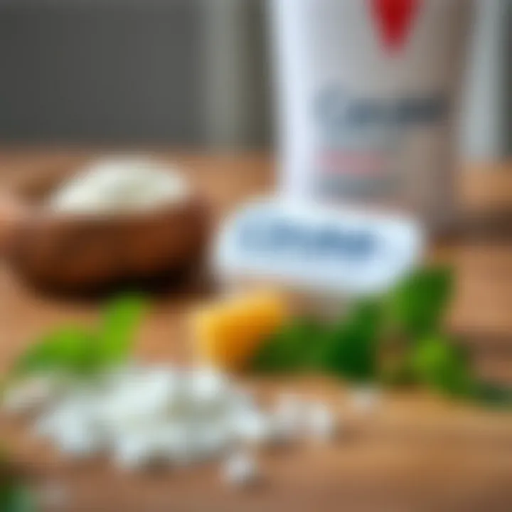 Close-up of CeraVe ingredients on a wooden surface