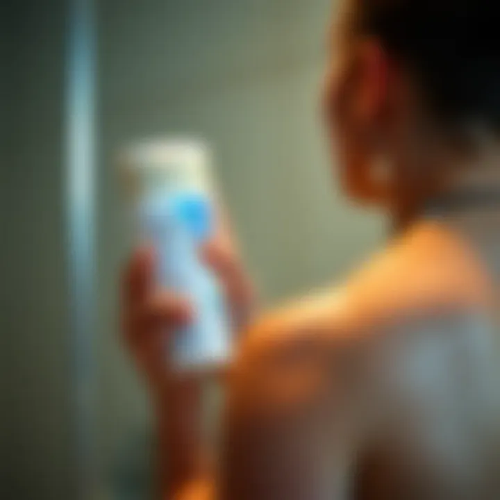 User applying body wash during a skincare routine