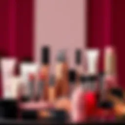 A vibrant array of clean makeup products displayed elegantly.