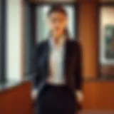 Elegant office attire showcasing a tailored blazer and pencil skirt