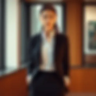 Elegant office attire showcasing a tailored blazer and pencil skirt