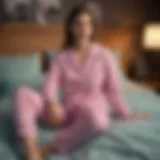 Cozy pajama set displayed on a soft bed