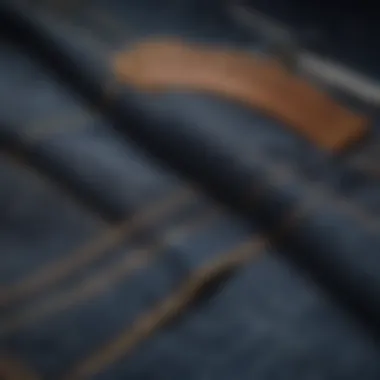 Close-up of premium denim fabric highlighting quality craftsmanship