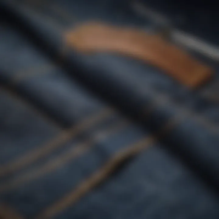 Close-up of premium denim fabric highlighting quality craftsmanship