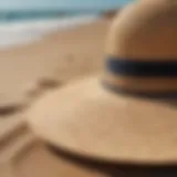 Wide-brimmed sun hat on a sandy beach