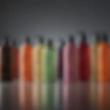 Diverse Shampoo Formulations Variety of shampoo bottles showcasing different types and formulations