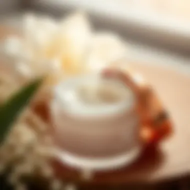 Luxurious cream jar opened revealing a rich texture.