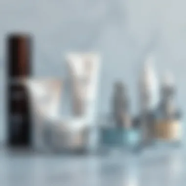 A collection of treatment products arranged aesthetically.