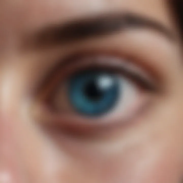 Close-up of a blue eye with enhanced brightness