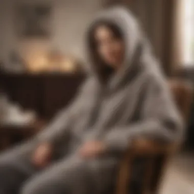 Knitted Elegance: A Cozy Addition Cozy knitted hoodie draped on a stylish chair