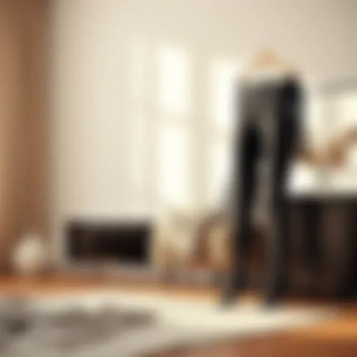 Elegant display of fleece lined leggings in a chic minimalist setting.