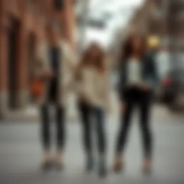 A variety of fleece lined leggings styled for different occasions.