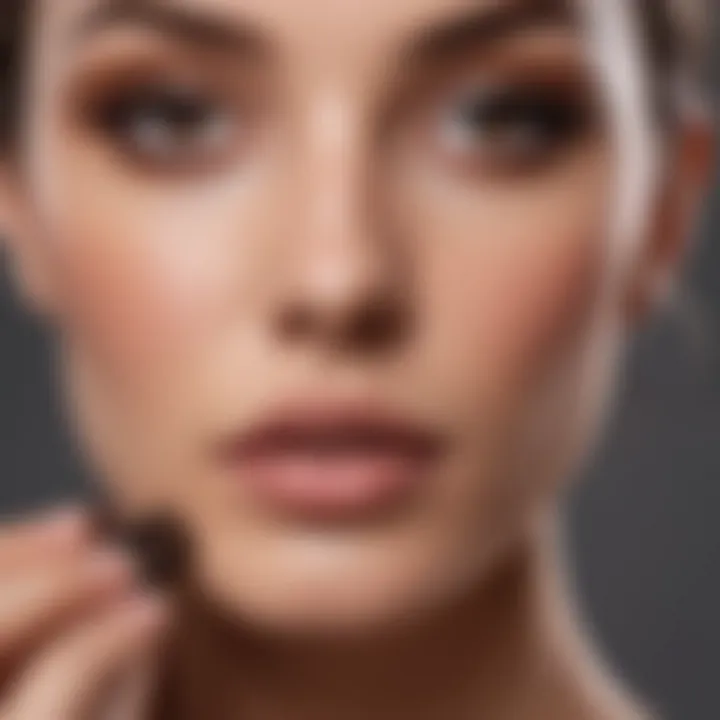 A makeup brush applying full coverage foundation on a flawless skin.